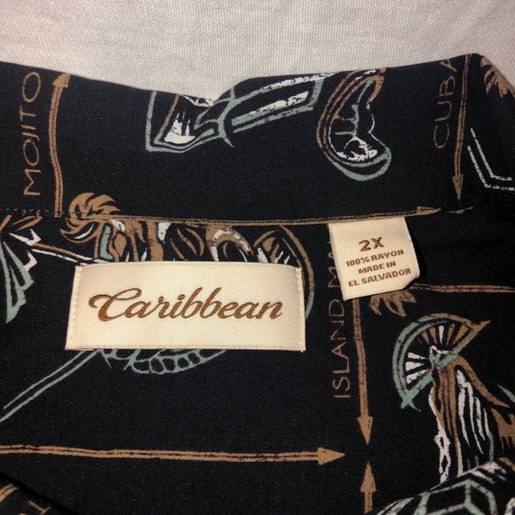 Caribbean All Over Tropical Drink Button Up Shirt - Picture 3 of 5